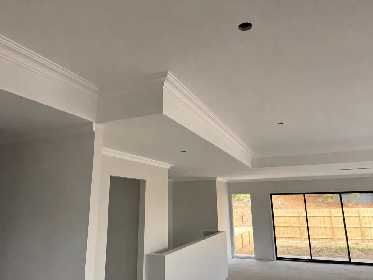 Completed plaster cornices and bulkheads in a Brisbane home
