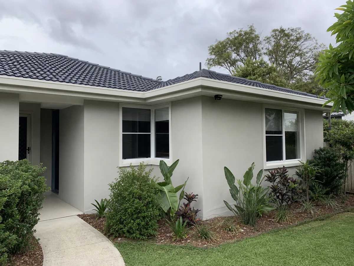 Freshly rendered exterior of a Brisbane suburban home